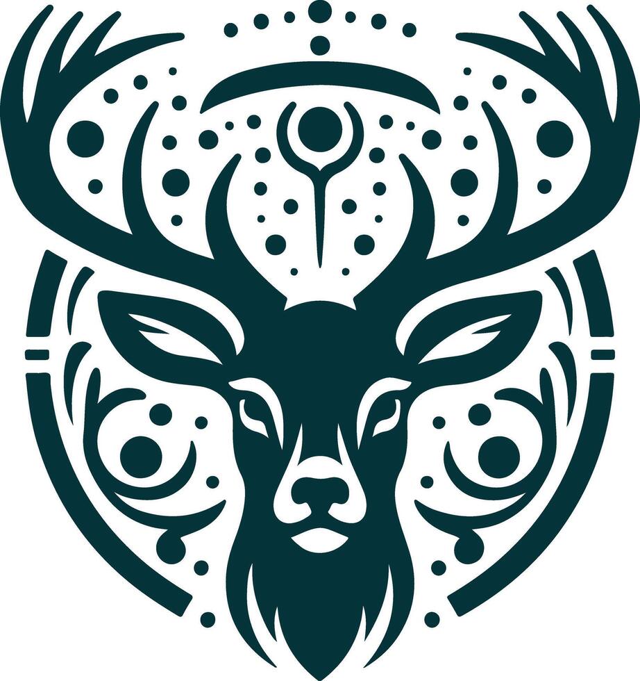 A Black Illustration of a Deer Face in Minimalist Style vector