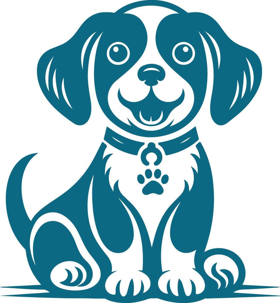 Silhouette of an Happy Dog vector