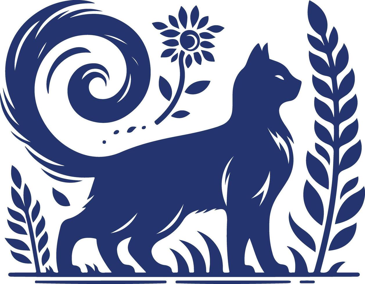 A Standing Cat Silhouette in Vectors Form