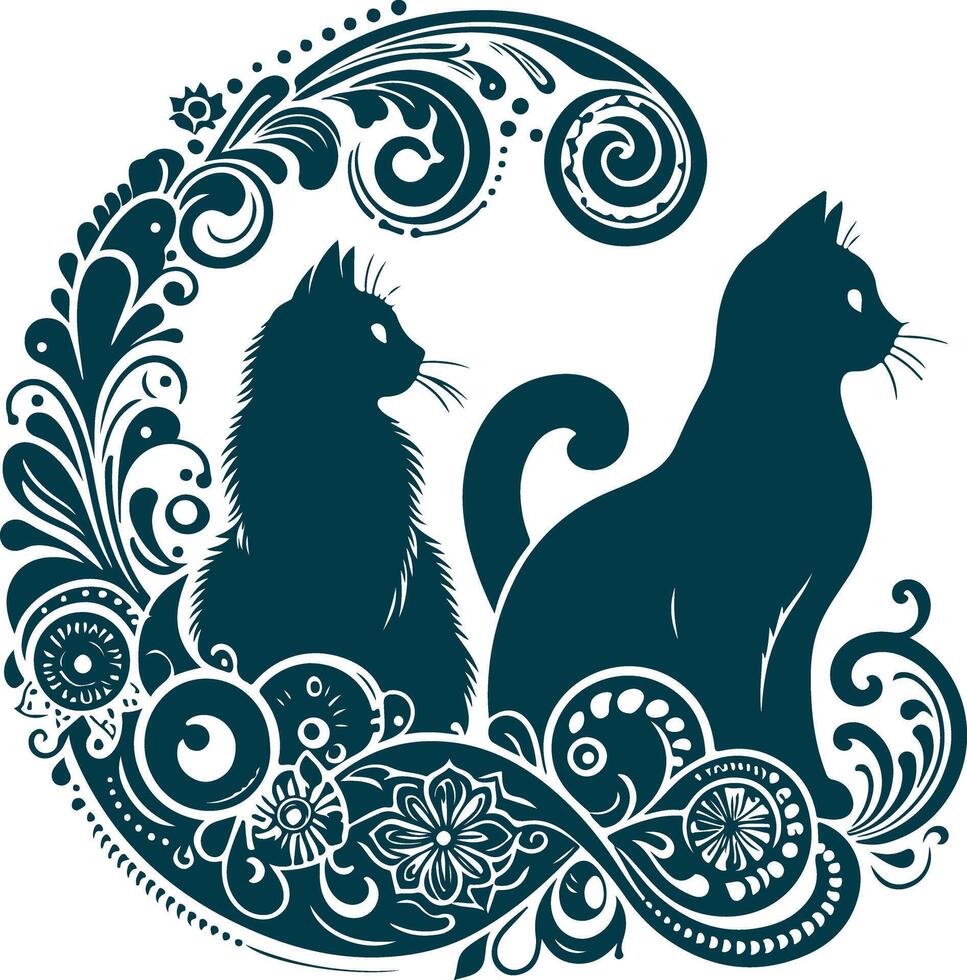 Cat Captured in a Minimalist Silhouette vector