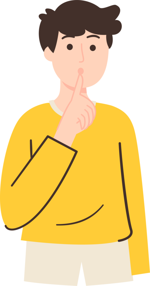 Man Making Quite Gesture and Finger on lips png