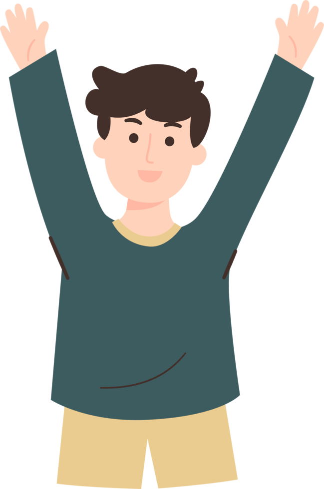 Man Celebrating with Arms Raised png