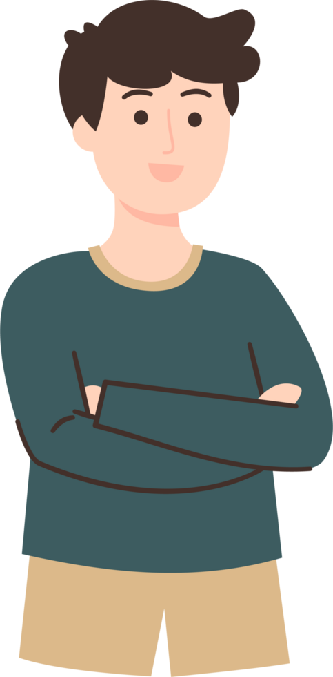 Man Crossed arm while Looking Something Happy png