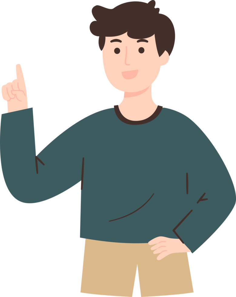 Man Explaining Something with Hand Pointing Upward png