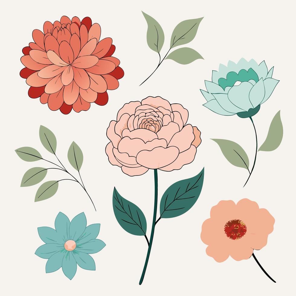 Hand draw flower collection. vector