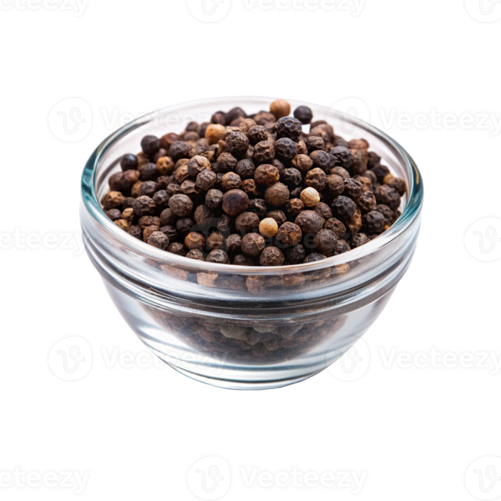 black pepper in a glass bowl png