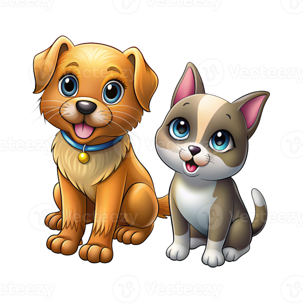 cartoon dog and a cat sitting png