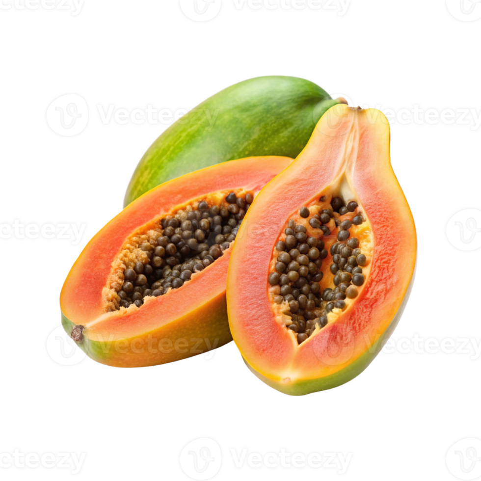 papaya with half papaya isolated png