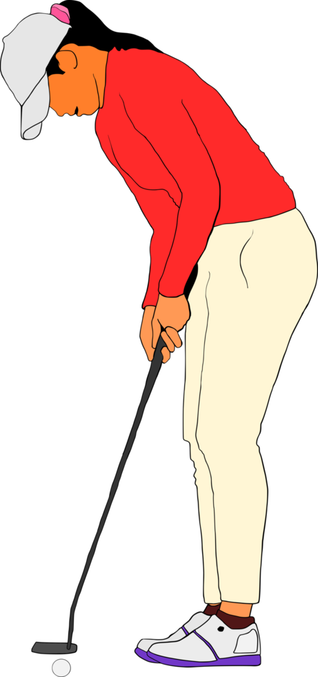 Female Golfer playing art for design. png