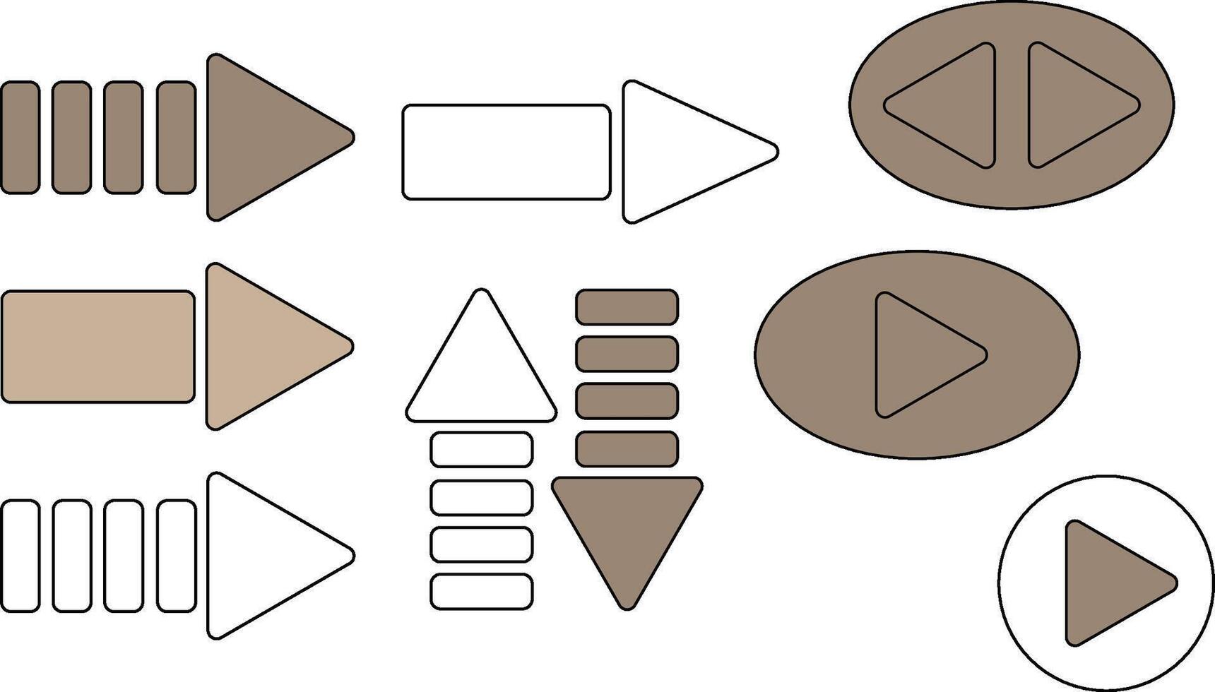 Set of Outline and Colored Button Arrows Pro vector