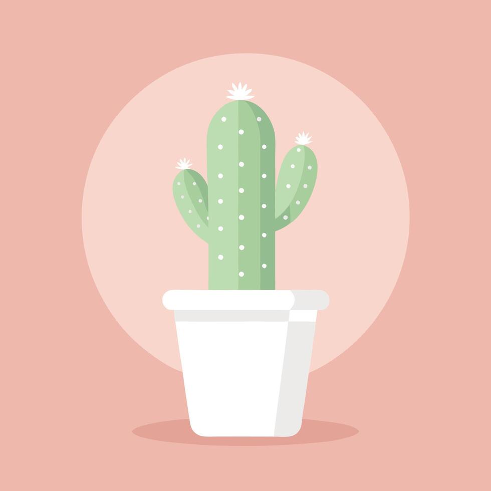 Cactus in pot plant concept logo icon design vector