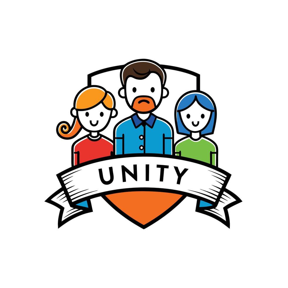 Diverse group of cartoon people for inclusivity concepts with unity text vector