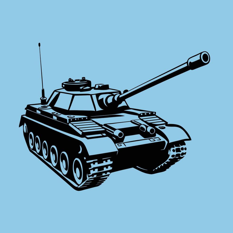 Military tank Mascot Logo Design with Modern illustration Concept Style for Badge and T Shirt Printing blue background vector