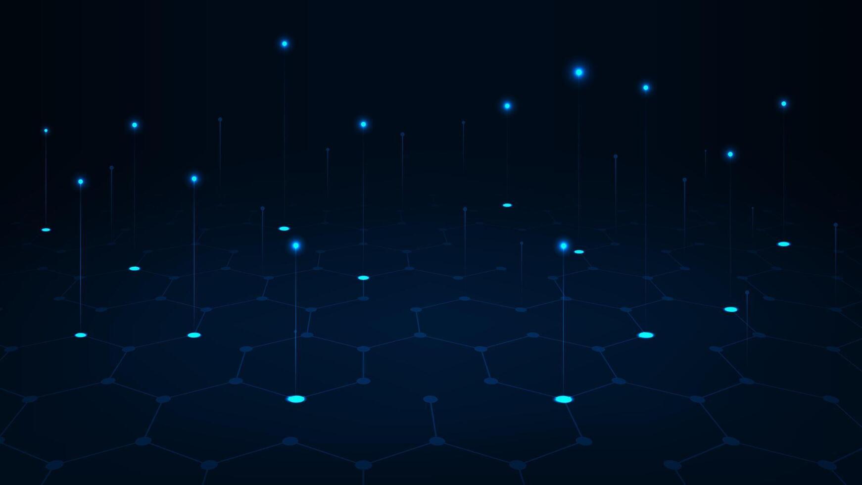 Abstract technology big data streams ultra speed with hexagon cell on dark blue background. vector