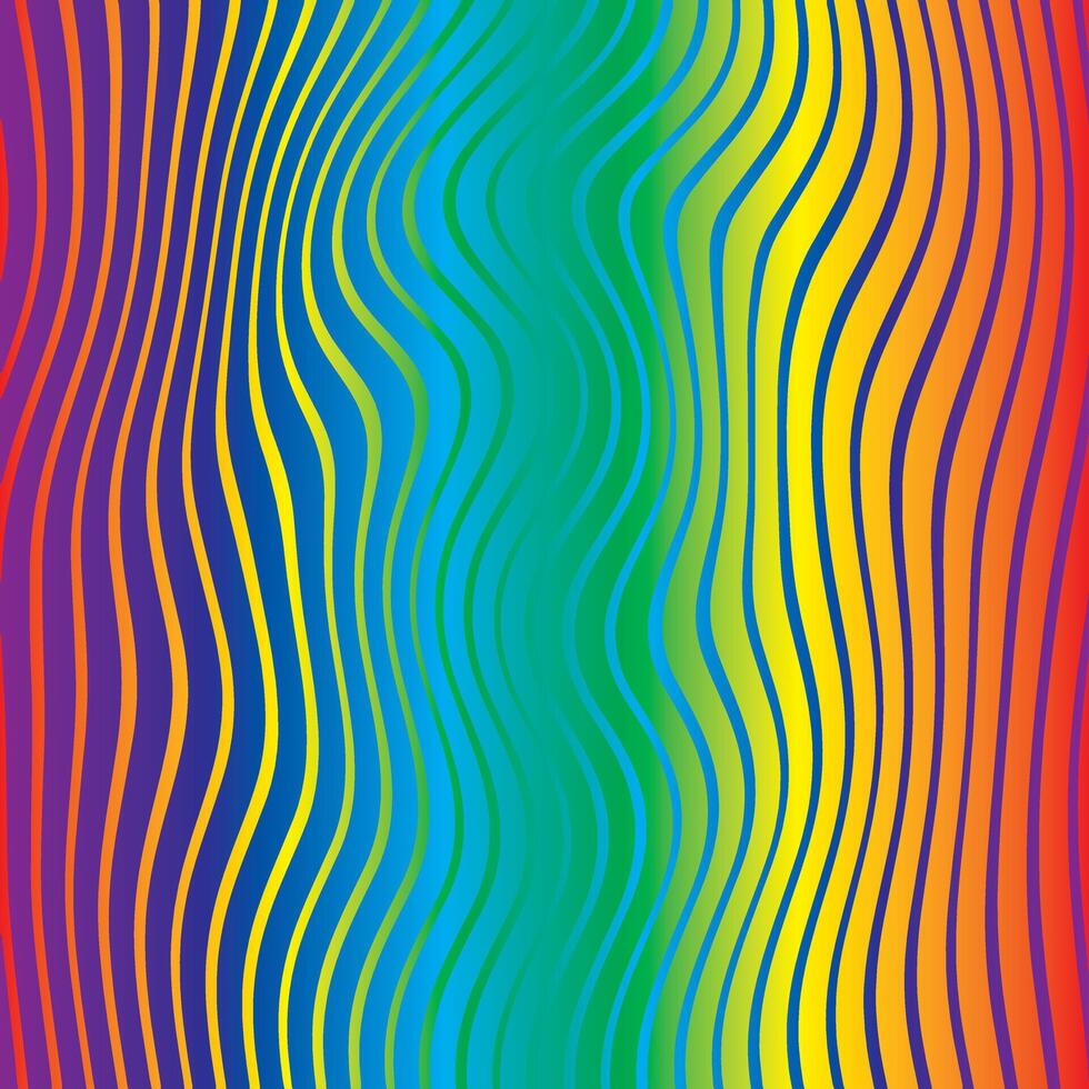 Chromatic abstract lines with a zig zag push effect. It looks as is something pushes the lines around. Rainbow colors with rainbow gradient. vector