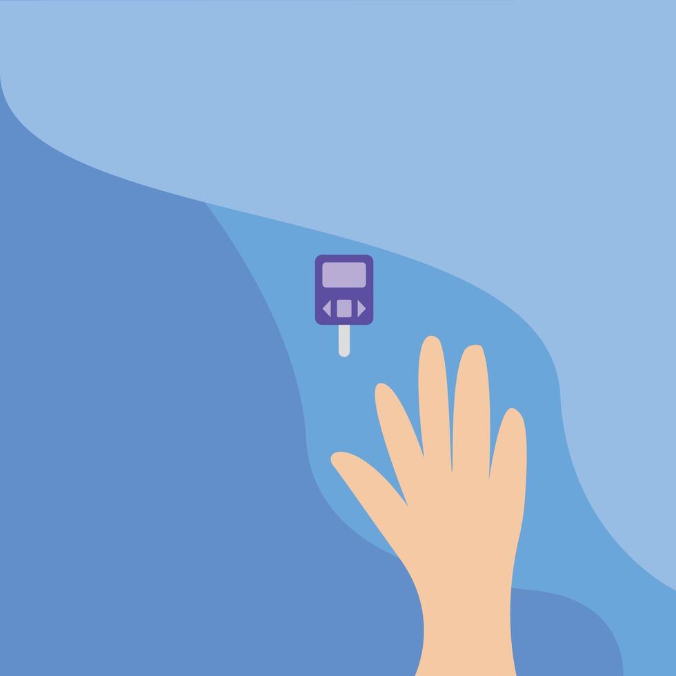 Diabetes level meter and a hand vector