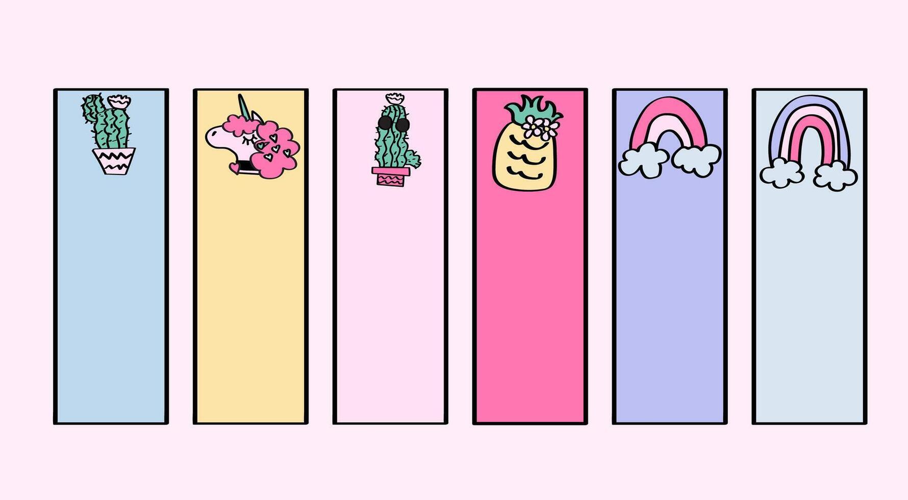Cute boho-styled kid's sticky notes collection. vector