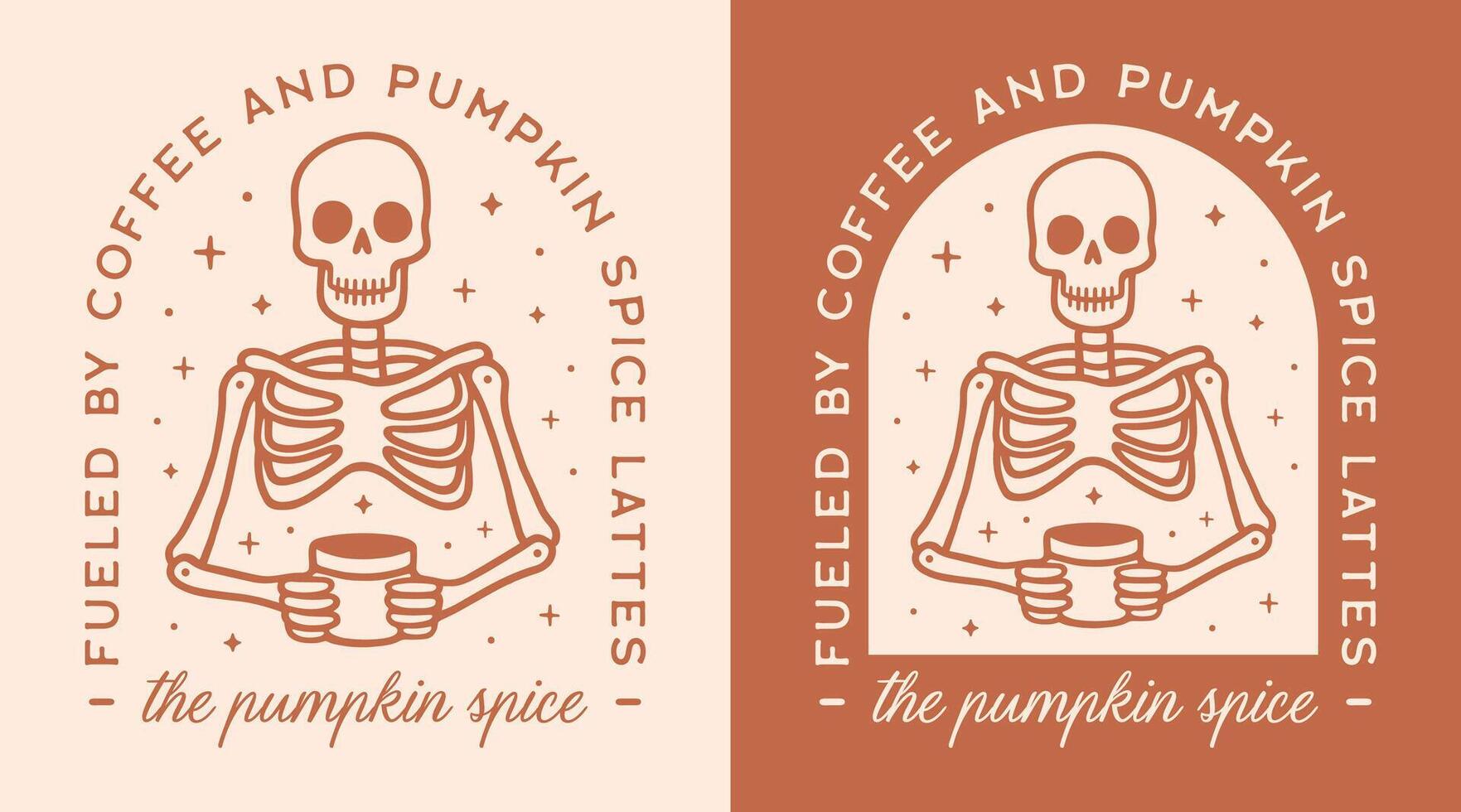 Pumpkin spice latte fueled by coffee lovers funny quotes halloween shirt design skeleton gothic cute spooky fall season aesthetic printable decor cut file vector