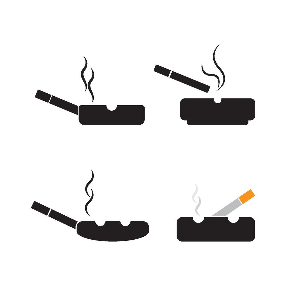 a set of cigarette ashtray icons vector