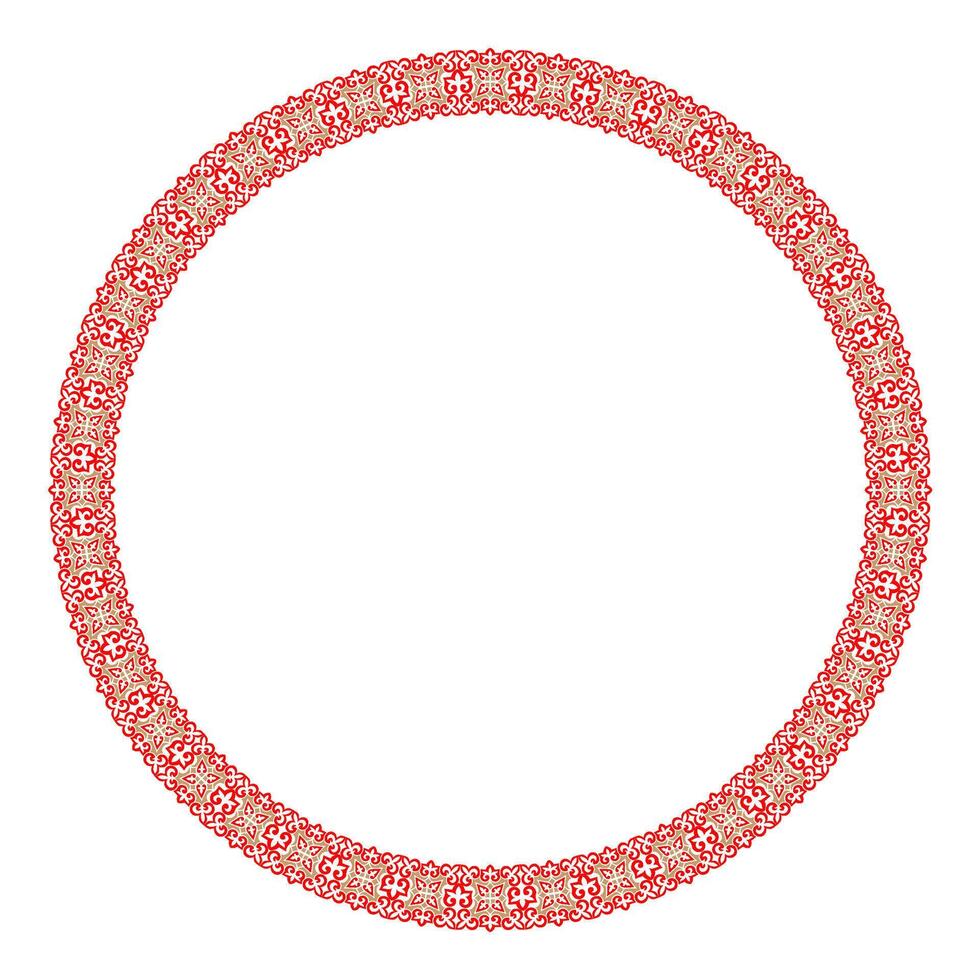 Red And Gold Round Kazakh National Ornament vector