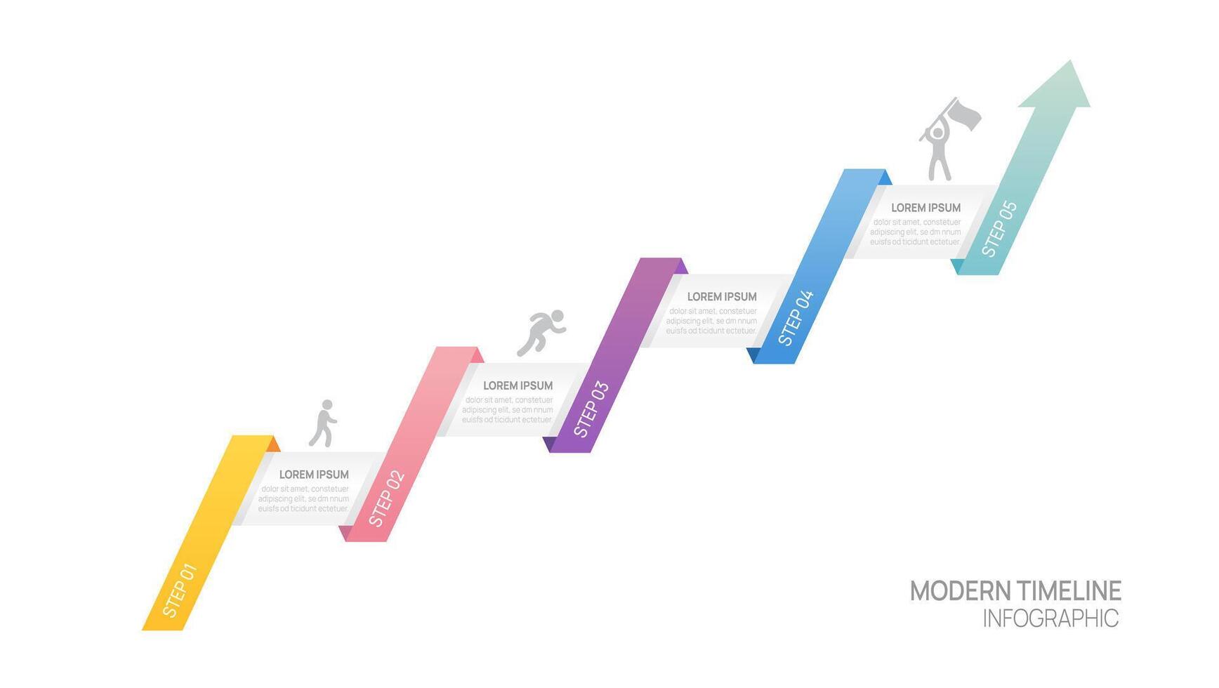 ladder Infographic connected 5 steps to success arrow growth template. Business process. illustration. vector