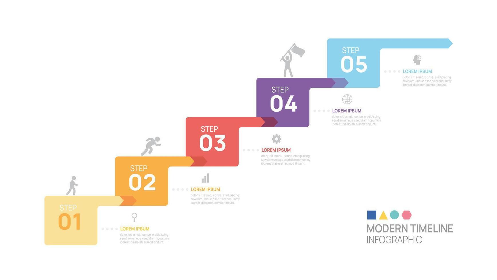 ladder Infographic connected arrow labels 5 steps to success growth template. Business process. illustration. vector