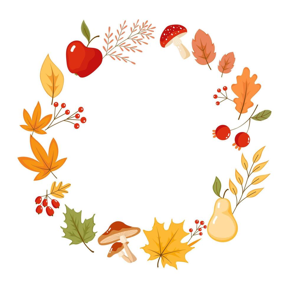 autunm wreath of autumn elements illustration vector