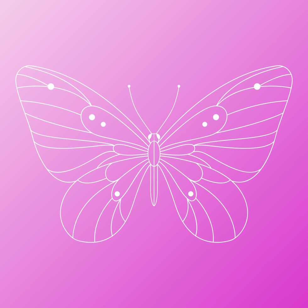 butterfly sketch on pink gradient background vector