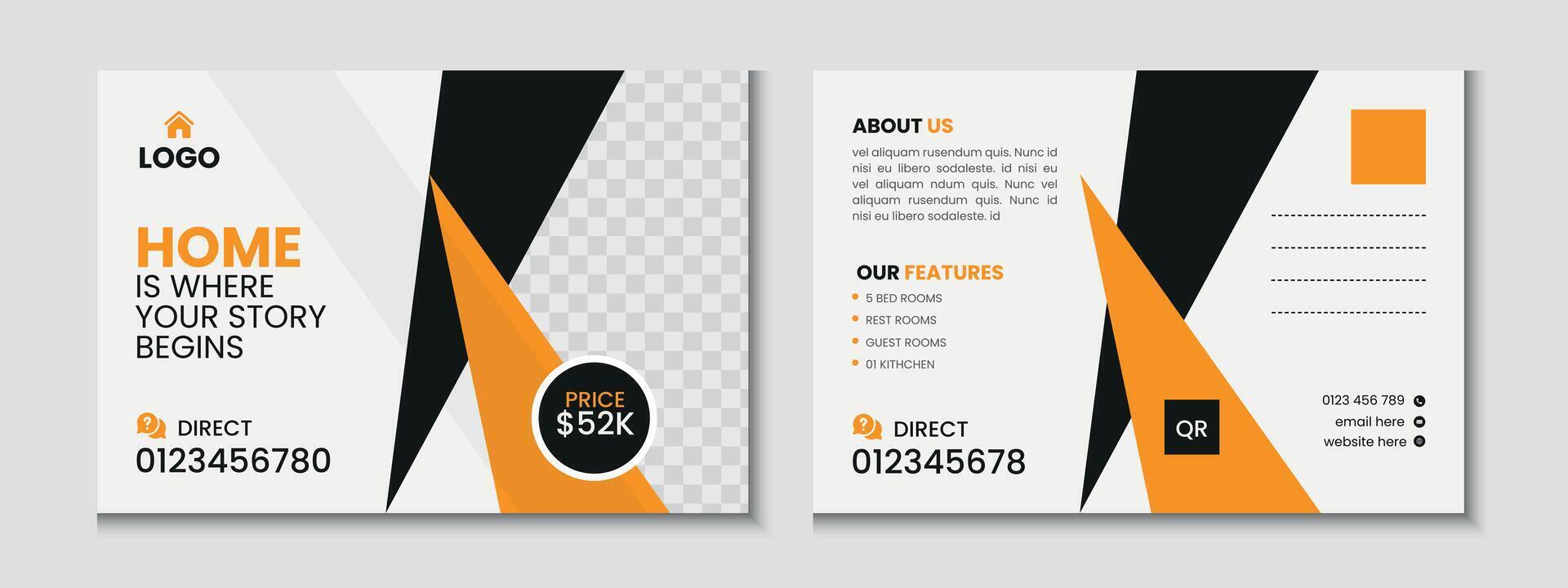 Real Estate Postcard Banner Template Design vector