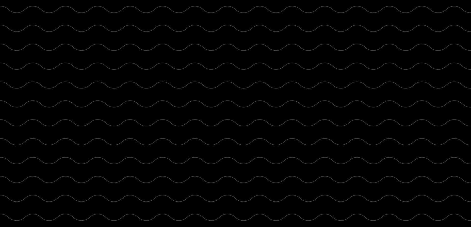 Seamless geometric pattern with wavy lines on a black background. vector