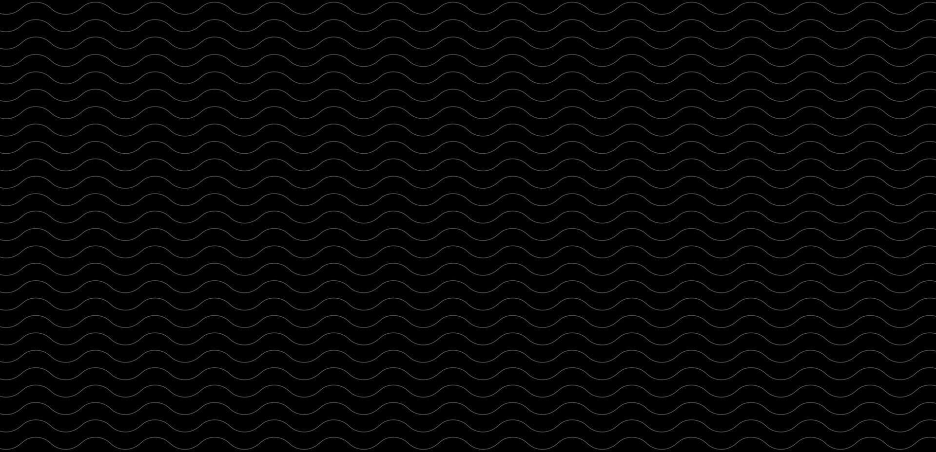 Curve wavy shaped grey outline seamless pattern with a black background. Seamless Geometric Repeating Pattern. vector