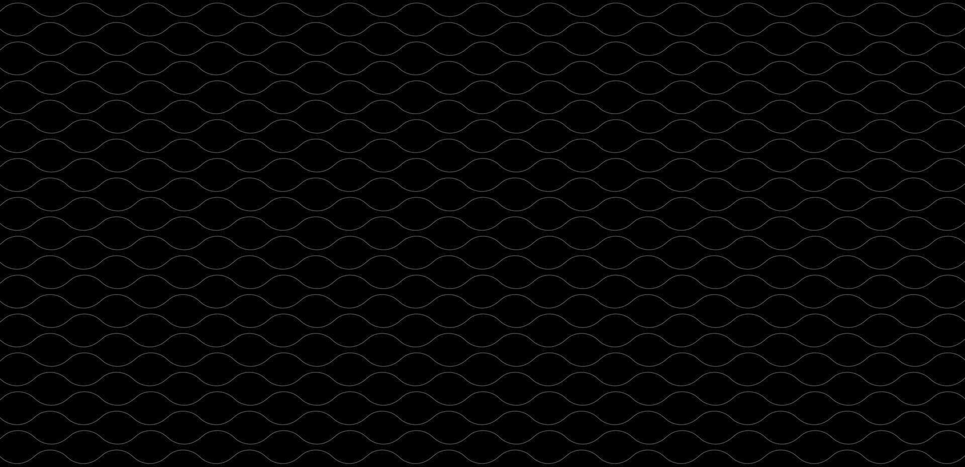Seamless pattern of grey wavy lines on a black background. vector