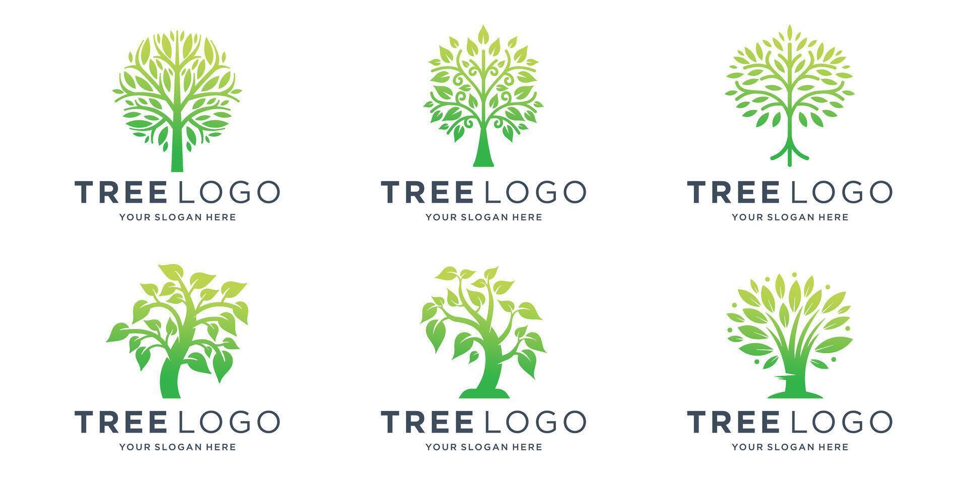 minimalist of green tree logo collections. vector