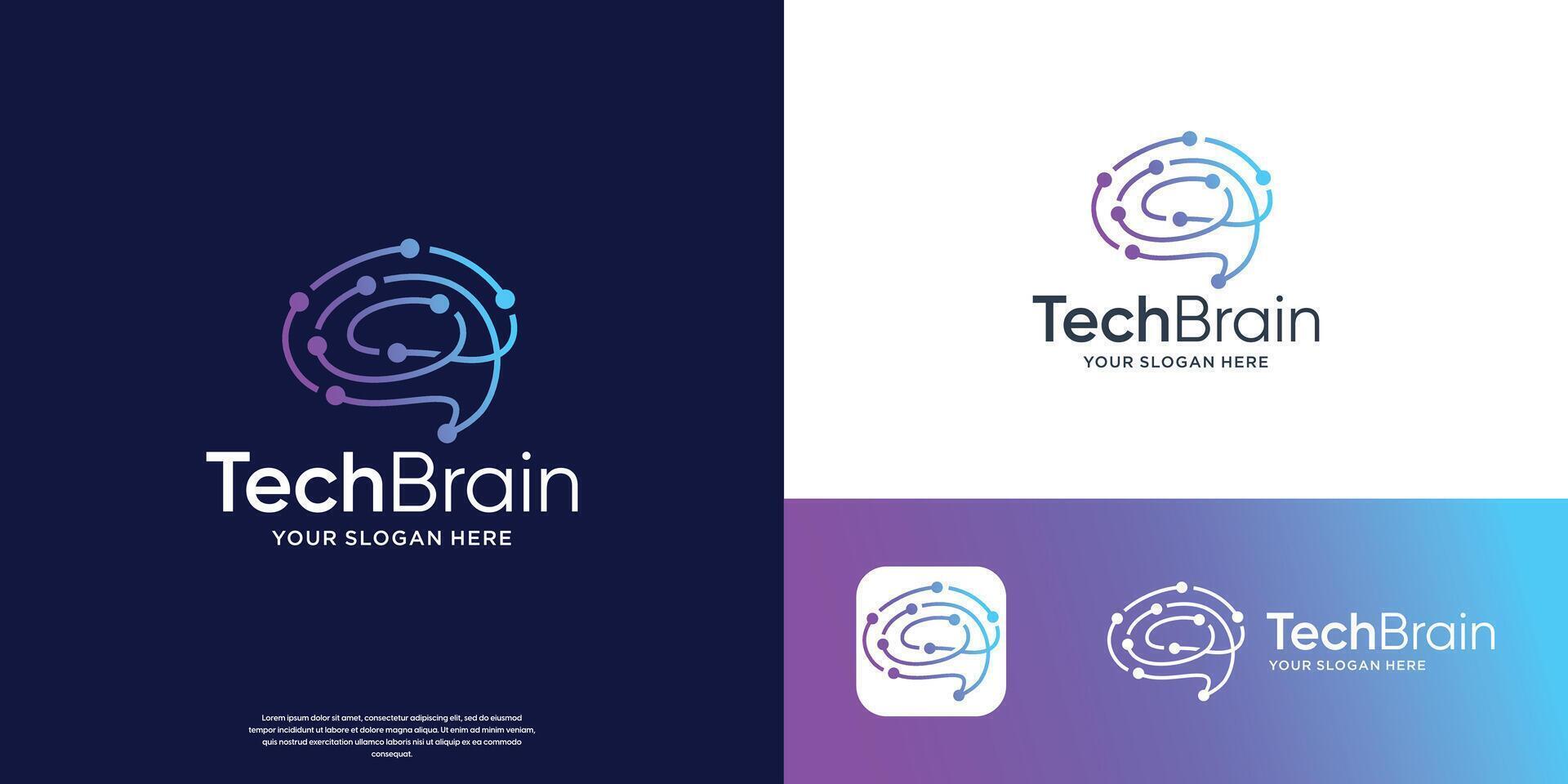 Creative Digital Brain Logo Design Template inspiration. vector