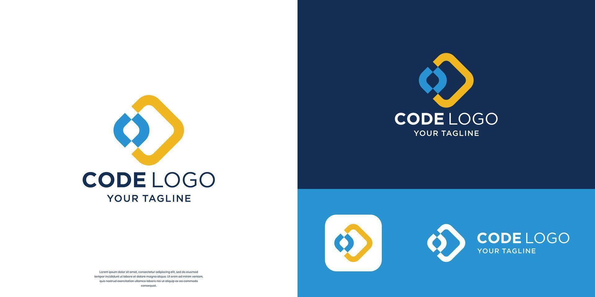minimal coding logo template, simple and modern code design inspiration. vector