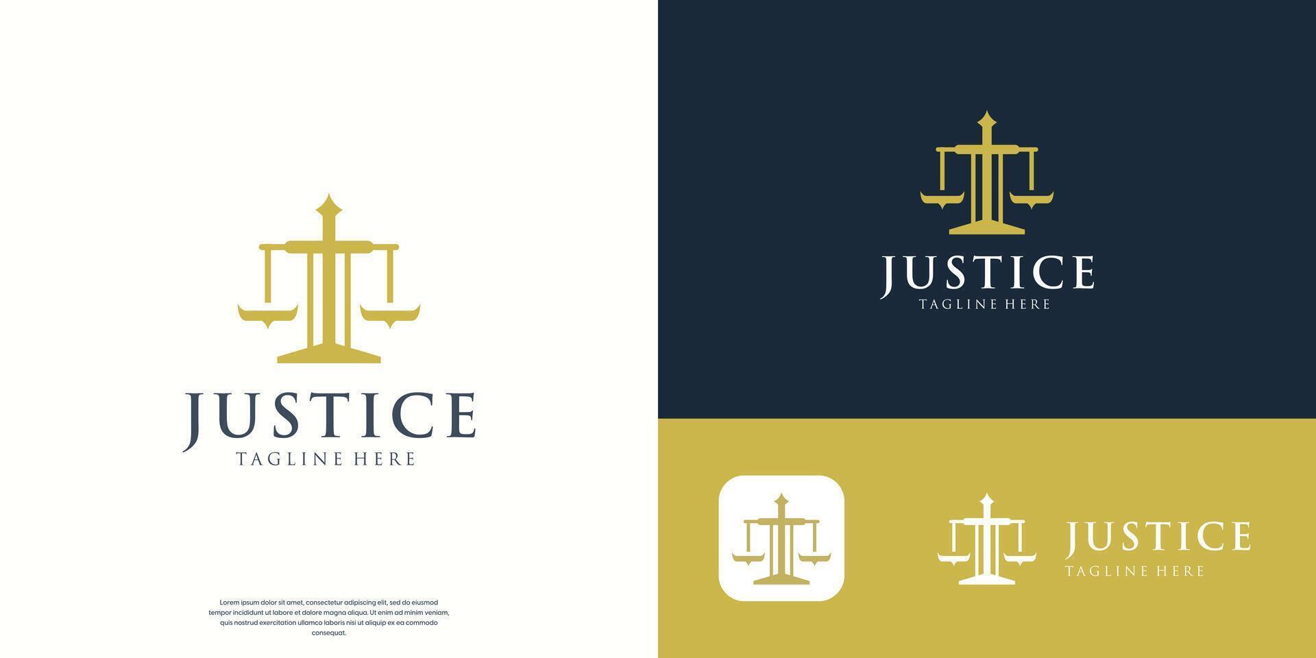 abstract line scale justice logo icon symbol design template illustration inspiration. vector