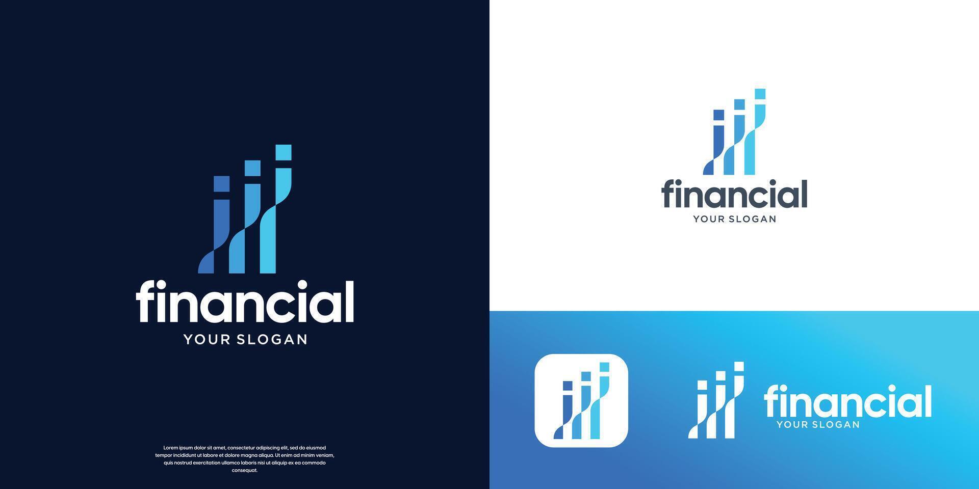 accounting financial logo inspiration with combined diagram growth flow symbol concept. vector