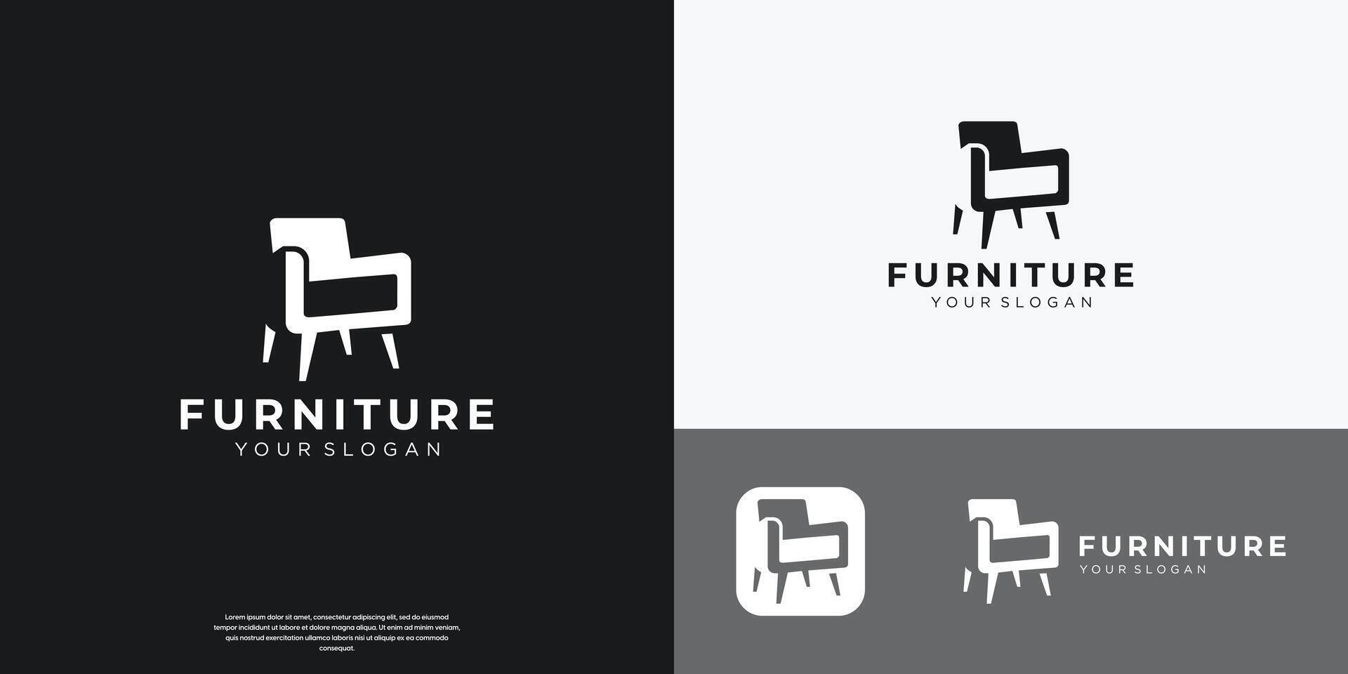 furniture sofa minimalist flat logo template illustration design. vector
