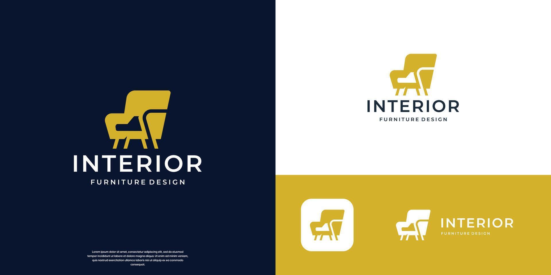 geometry furniture chair logo design template and silhouette shape design. vector