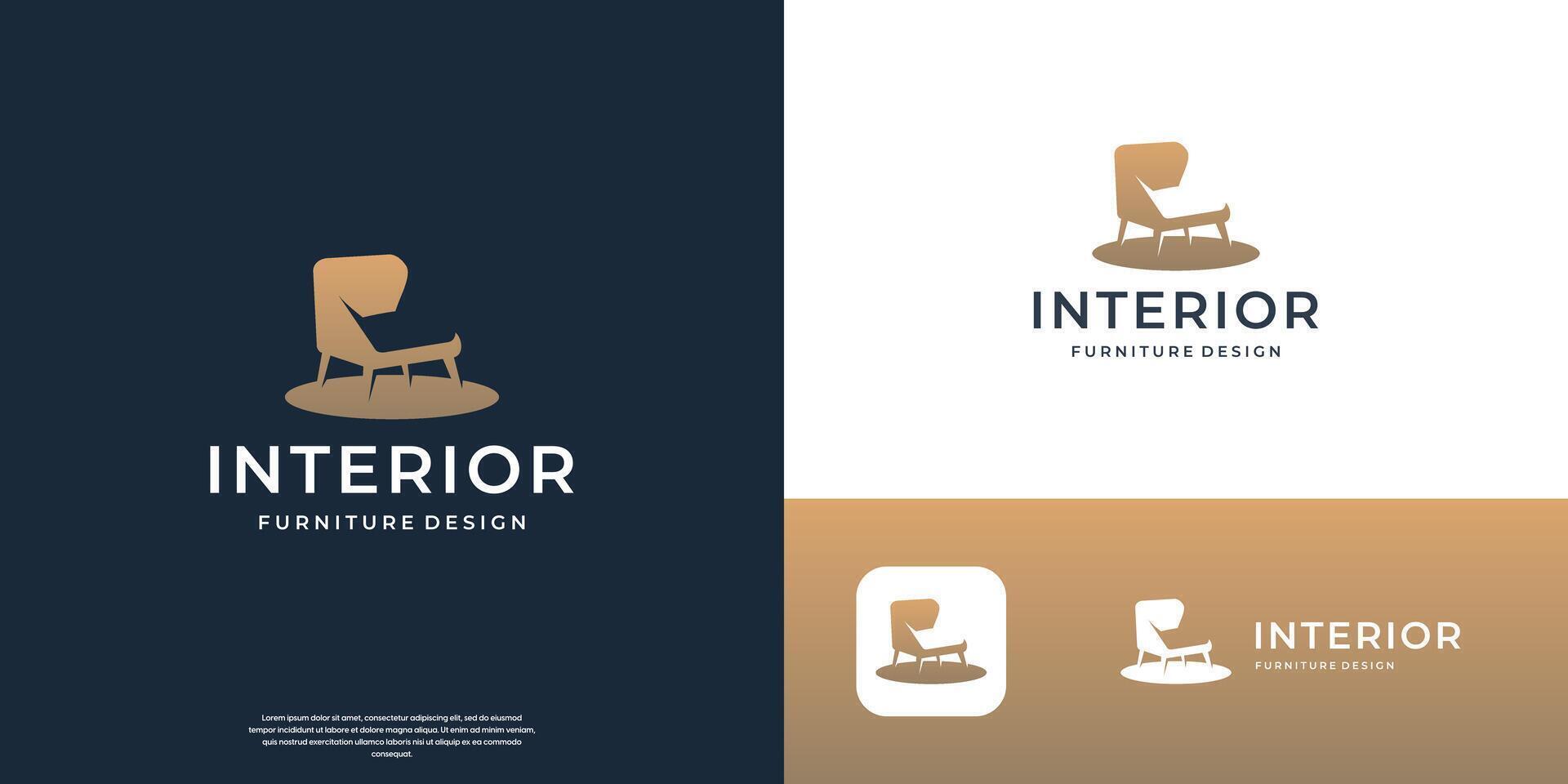 silhouette interior sofa flat logo template illustration design. vector