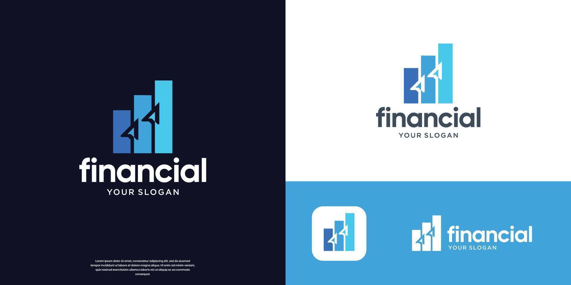 modern accounting financial logo design with right arrow shape concept. vector