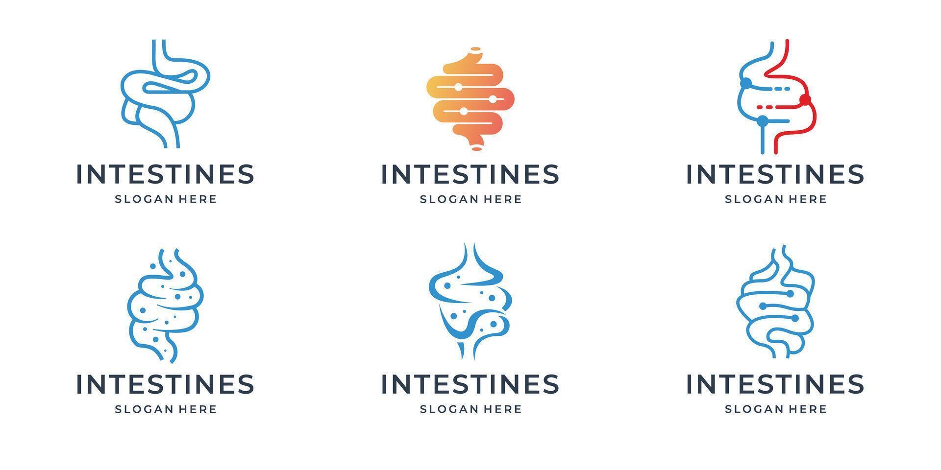 Human stomach medical structure icon set. simple line art stomach logotype illustration on white background. vector