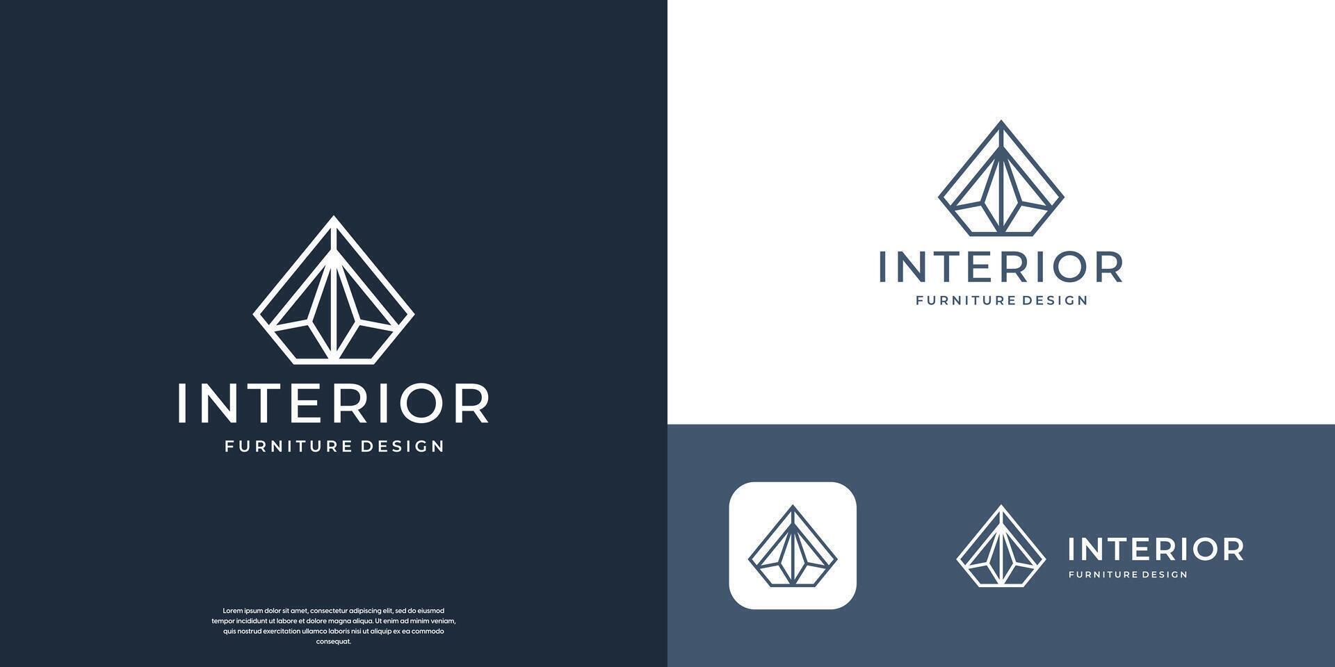 Simple minimalist furniture interior logo design with flat graphics vector