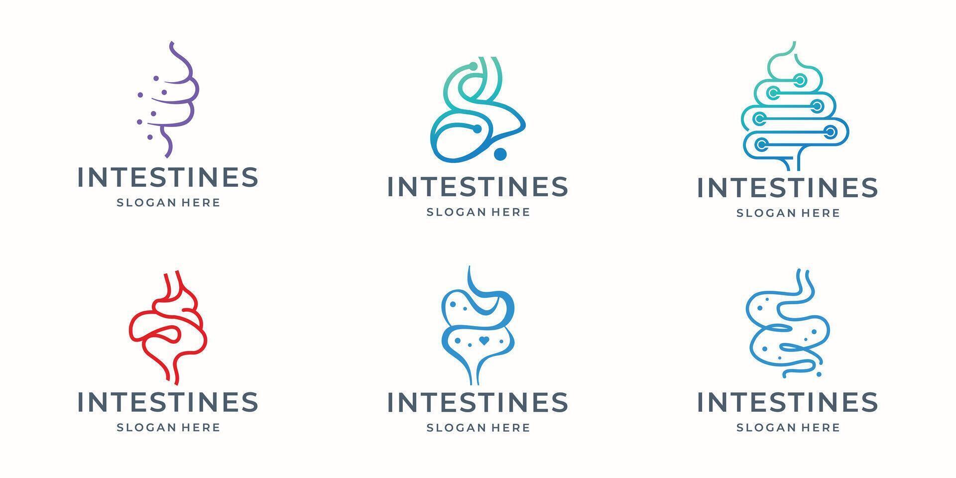 minimalist logo set of intestine organ human design illustration. vector