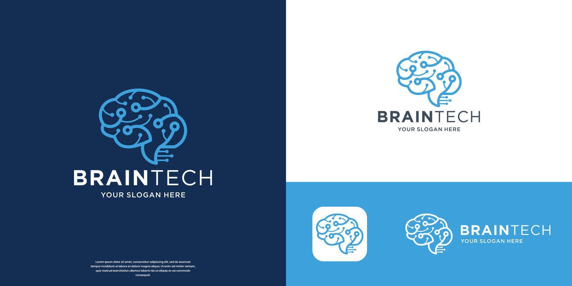 creative brain connect dot symbol. brain connection tech logo illustration. vector
