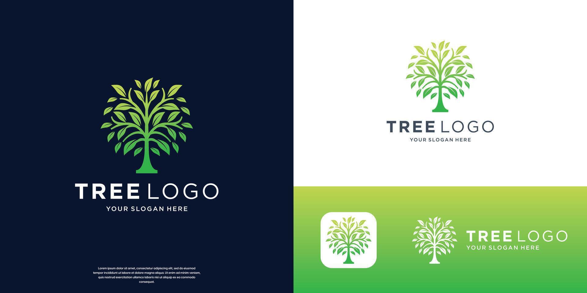 tree logo design template. inspiration tree plant with gradient color modern branding. vector