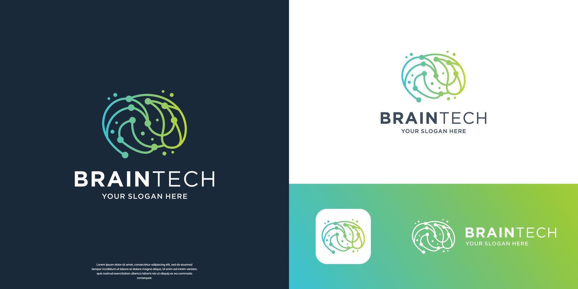 brain tech connection logo icon. creative digital brain,brainstorm logo design. vector