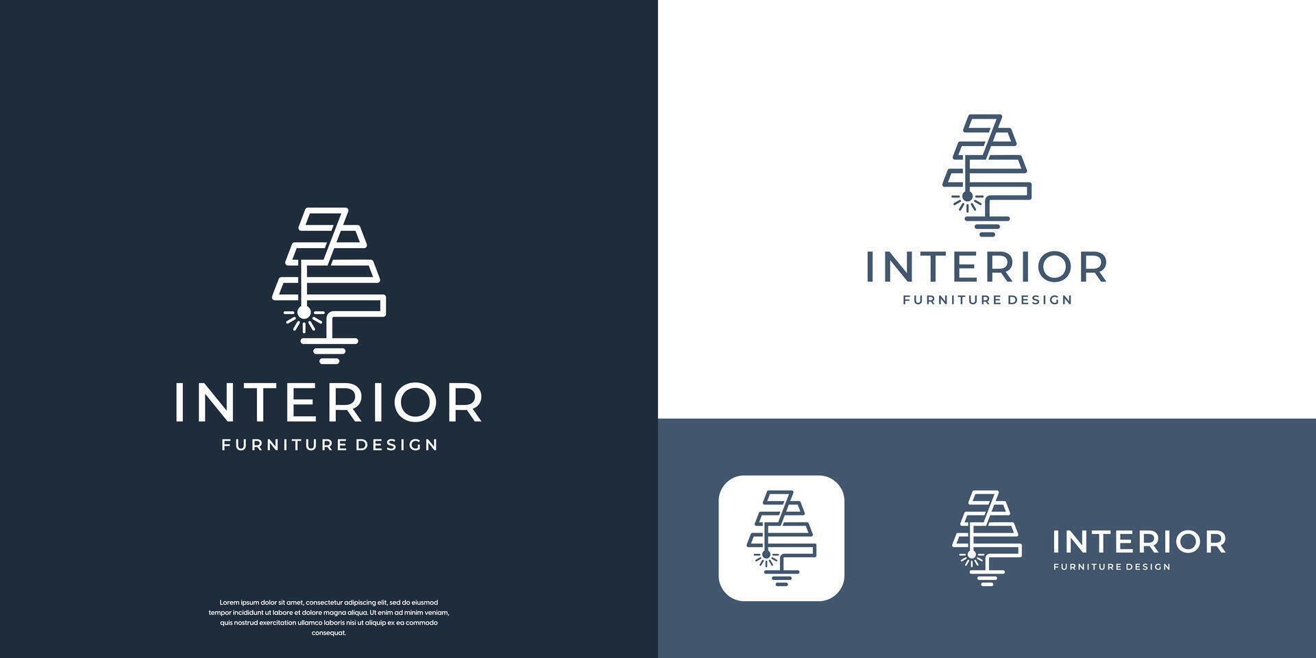 Minimalist furniture lamp abstract logo design template vector