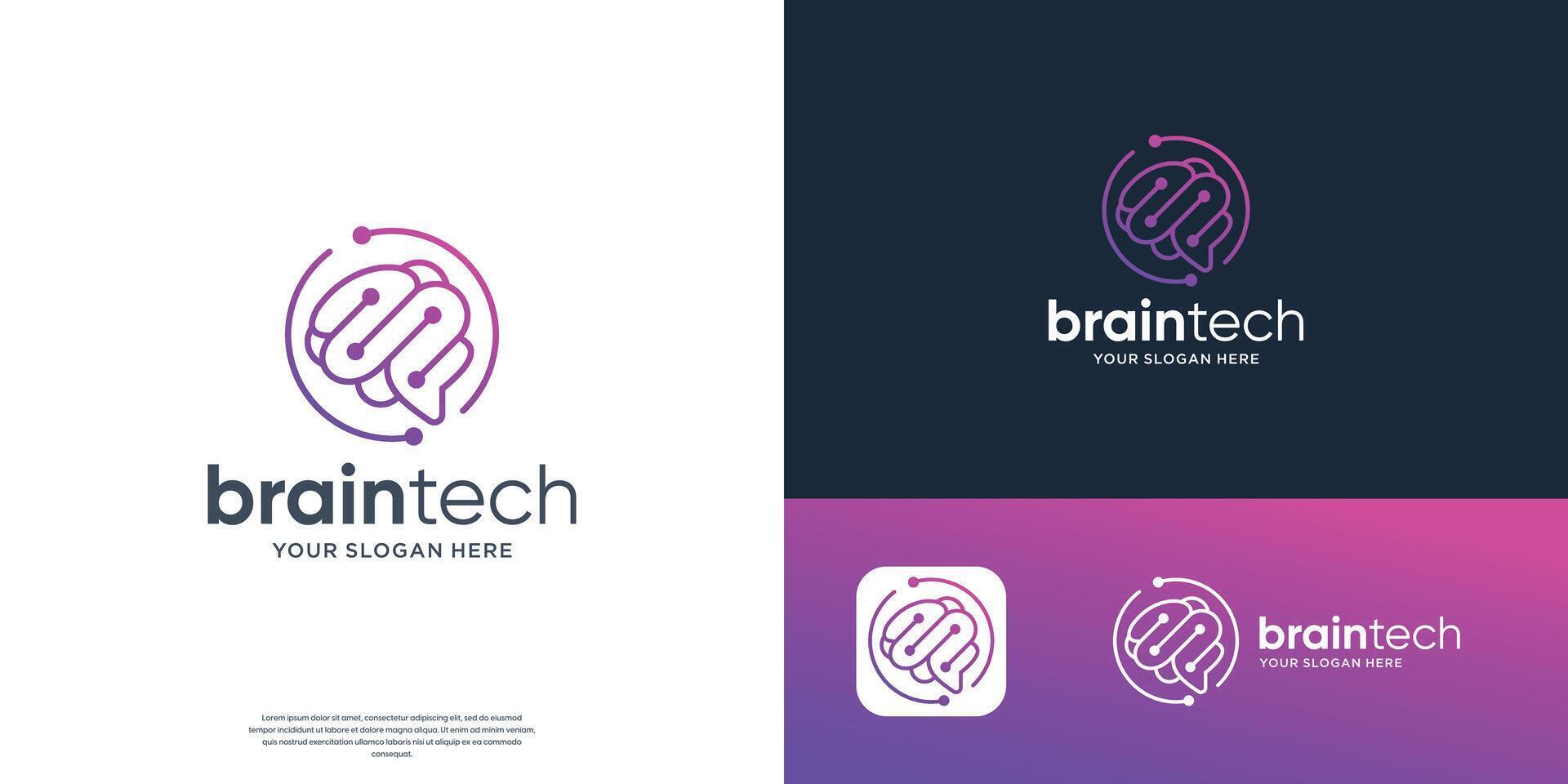 brain tech logo icon design with creative connect dot symbol. brain connection logo icon. vector