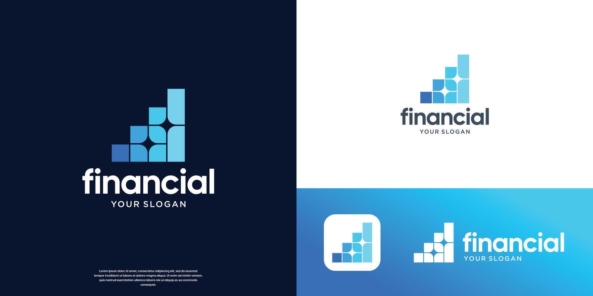 creative financial logo design template, diagram finance and star spark capital symbol. vector